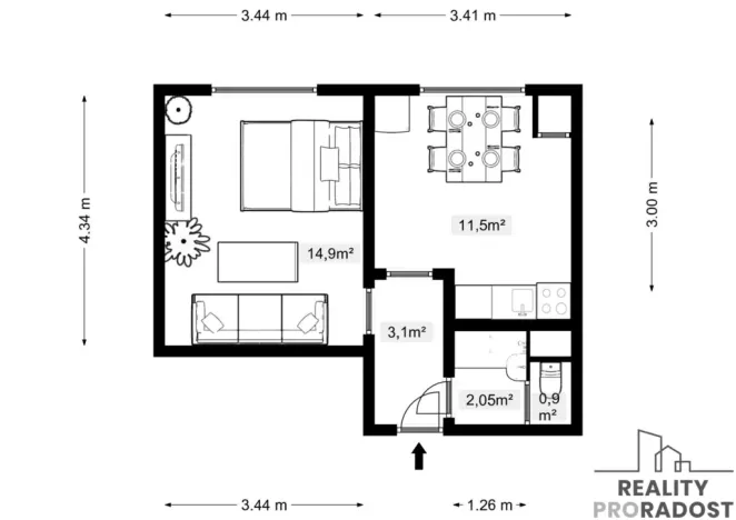 Pronájem bytu 1+1, Valtice, Lázeňská, 33 m2