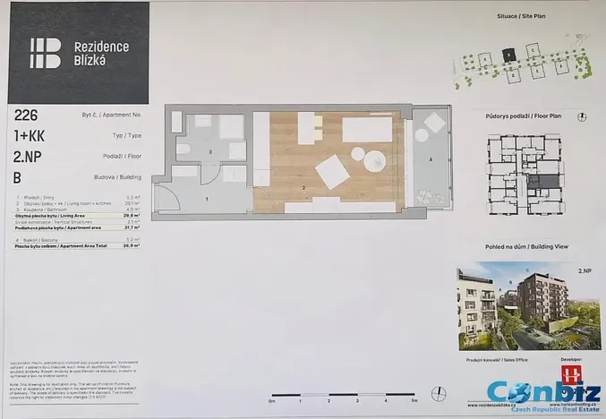 Pronájem bytu 1+kk, Praha - Karlín, Švarcova, 31 m2