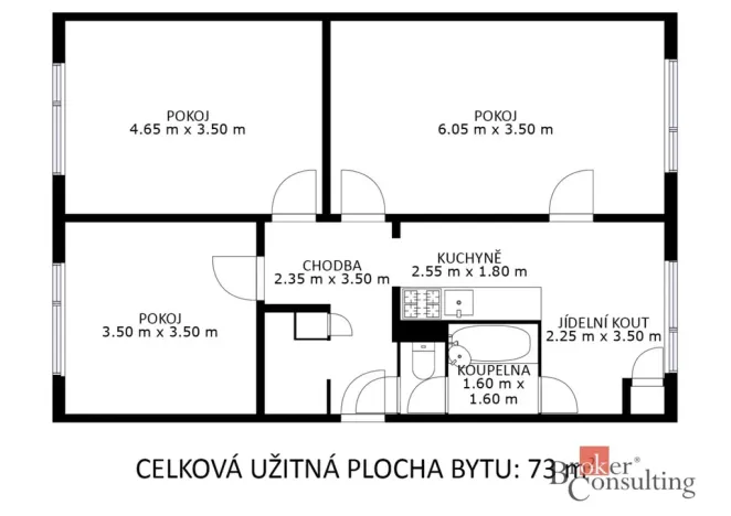 Prodej bytu 3+1, Břeclav, U Splavu, 73 m2