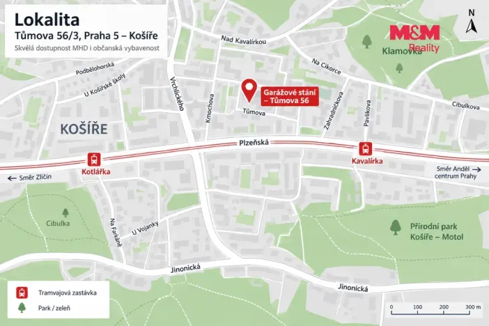 Prodej garážového stání, Praha - Košíře, Tůmova, 11 m2