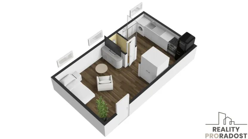 Pronájem bytu 1+1, Břeclav - Charvátská Nová Ves, SNP, 27 m2