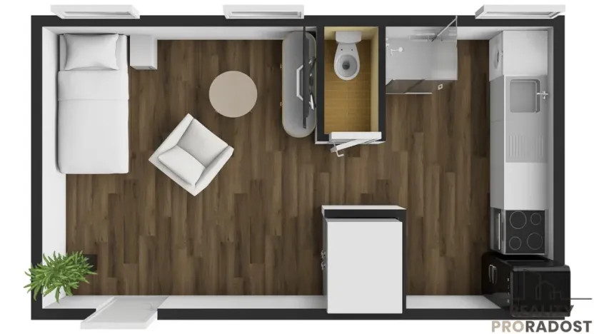 Pronájem bytu 1+1, Břeclav - Charvátská Nová Ves, SNP, 27 m2