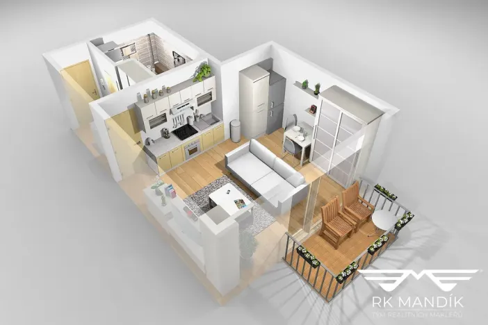 Pronájem bytu 1+kk, Hostivice, Ječná, 30 m2
