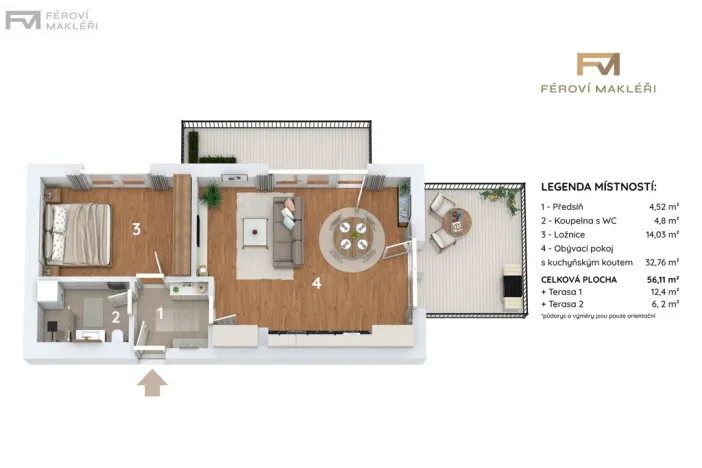 Pronájem bytu 2+kk, Frýdek-Místek, 56 m2