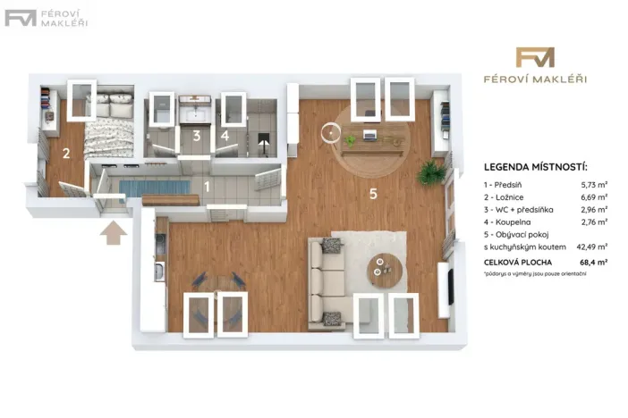 Pronájem bytu 2+kk, Frýdek-Místek, 58 m2
