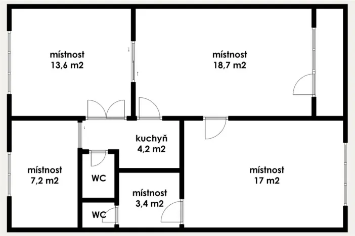 Pronájem kanceláře, Most, Obránců míru, 68 m2