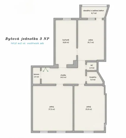 Prodej bytu 3+1, Dvůr Králové nad Labem, Čechova, 141 m2