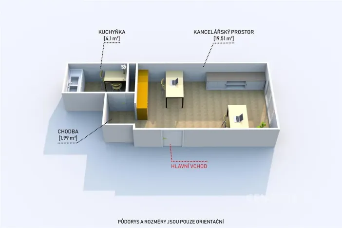 Pronájem kanceláře, Plzeň, Bezručova, 26 m2