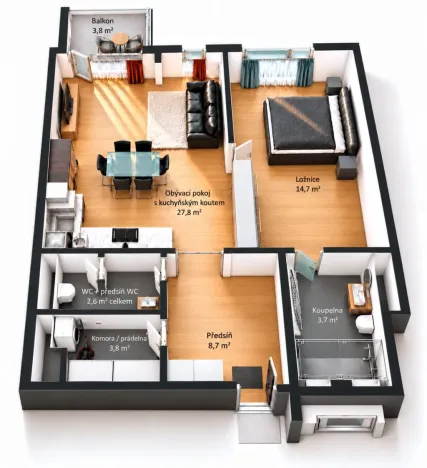 Prodej bytu 2+kk, Praha - Smíchov, Švédská, 65 m2