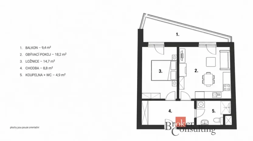 Prodej bytu 2+kk, Pardubice - Ohrazenice, U Sportovní školy, 49 m2