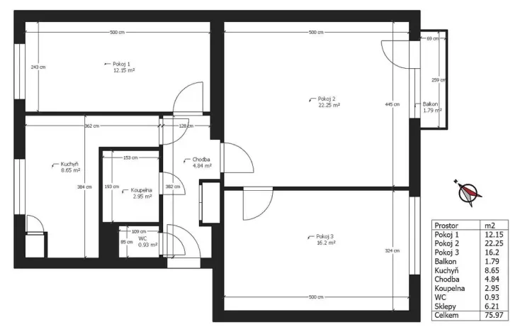 Prodej bytu 3+1, Chrudim - Chrudim III, U Stadionu, 74 m2