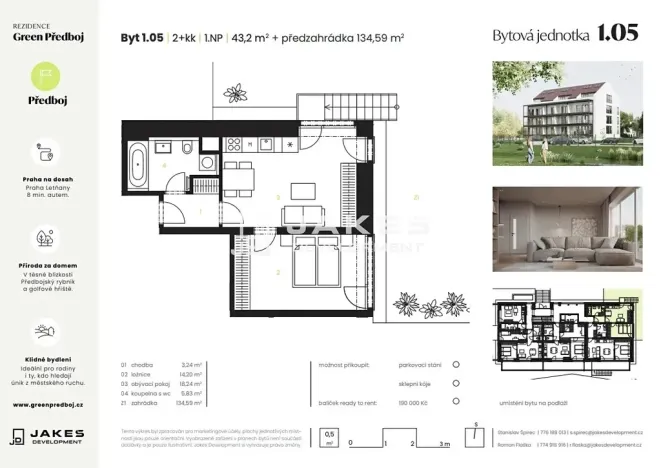 Prodej bytu 2+kk, Předboj, Ke Tvrzi, 43 m2