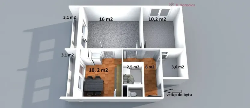 Pronájem bytu 2+1, Brno - Bohunice, Pod nemocnicí, 50 m2