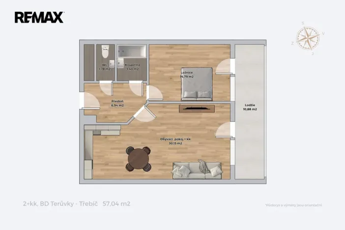 Pronájem bytu 2+kk, Třebíč - Horka-Domky, Družstevní, 57 m2