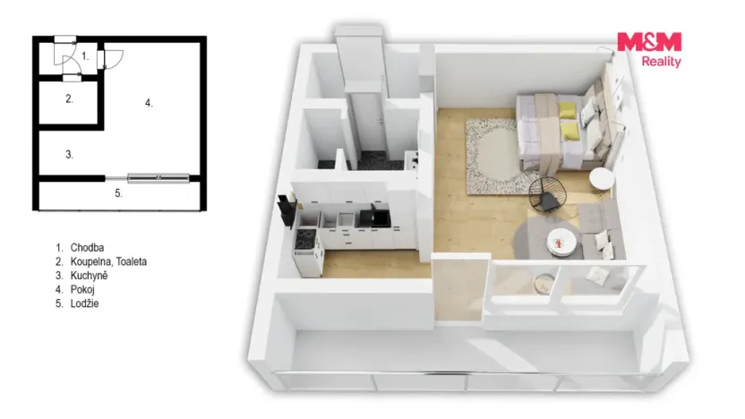 Prodej bytu 1+kk, Pardubice - Zelené Předměstí, Palackého třída, 31 m2