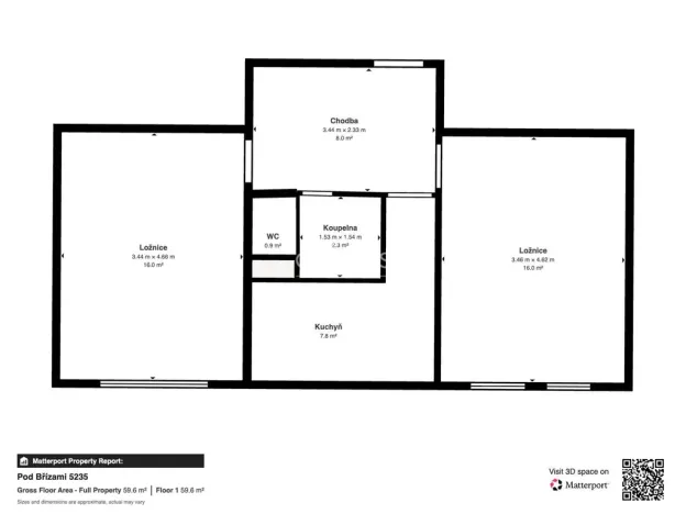 Pronájem bytu 2+1, Chomutov, Pod Břízami, 51 m2