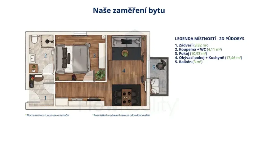 Pronájem bytu 2+kk, Polná, Pojmannova, 40 m2