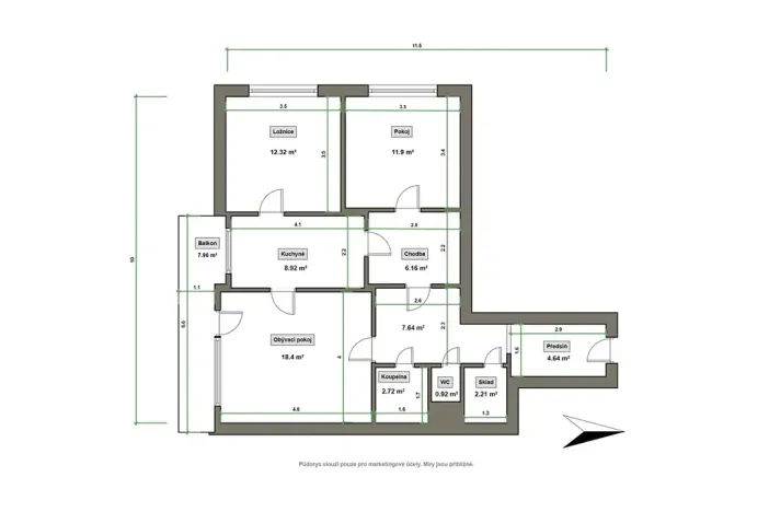 Prodej bytu 3+1, Zlín, Křiby, 80 m2