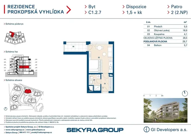 Prodej bytu 1+kk, Praha - Jinonice, Radlická, 29 m2