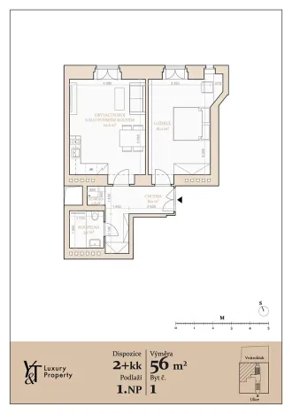 Pronájem bytu 2+kk, Praha - Vršovice, 56 m2