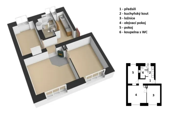 Pronájem bytu 2+1, Poniklá, 57 m2