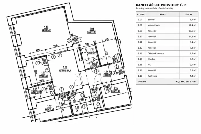 Pronájem kanceláře, Brno, Plotní, 93 m2