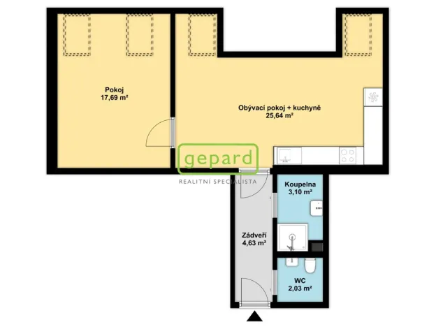 Pronájem bytu 2+kk, Brno - Zábrdovice, Slepá, 54 m2