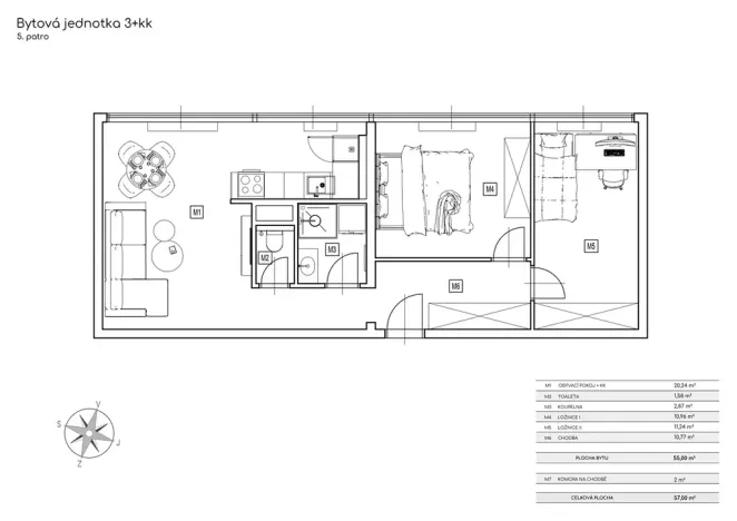 Prodej bytu 3+kk, Praha - Karlín, Nekvasilova, 57 m2