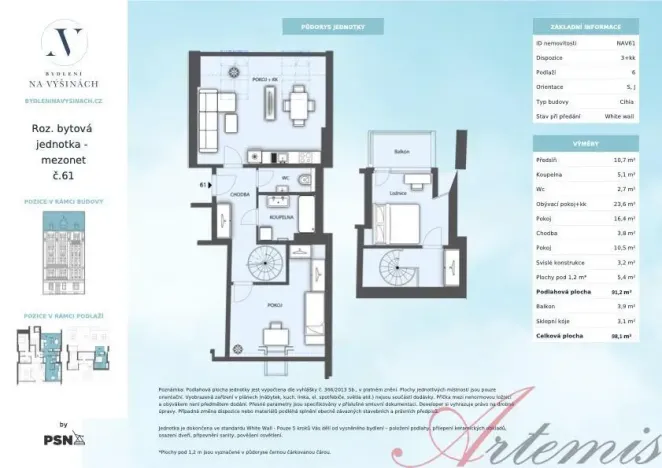Pronájem bytu 3+kk, Praha - Bubeneč, Na výšinách, 98 m2