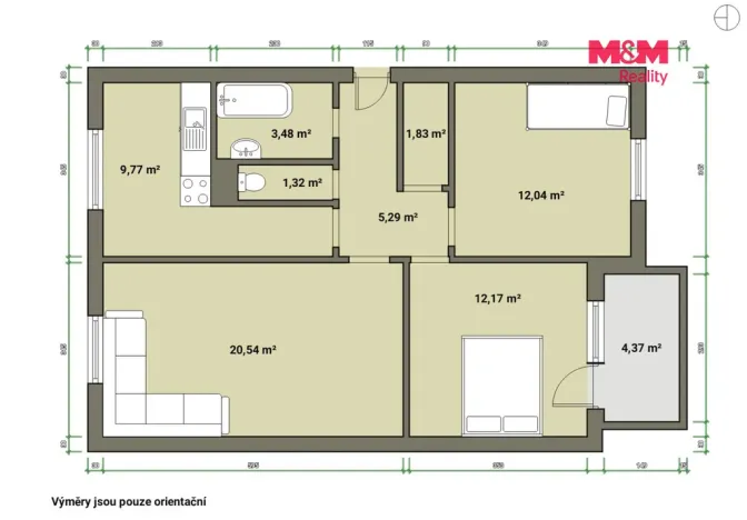 Prodej bytu 3+1, Kraslice, Pod nádražím, 68 m2