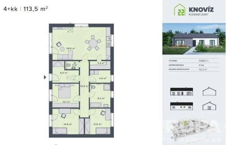Prodej domu na klíč, Knovíz, Na Hrudném, 113 m2