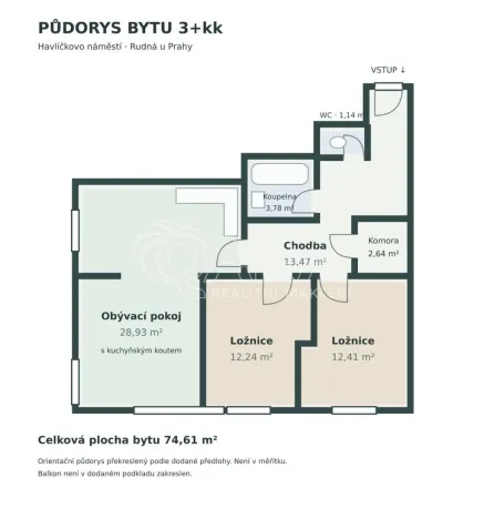 Prodej bytu 3+kk, Rudná, Havlíčkovo nám., 75 m2